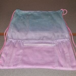 ☃️ Pastel Pink and Blue Mesh Beach Drawstring Bag